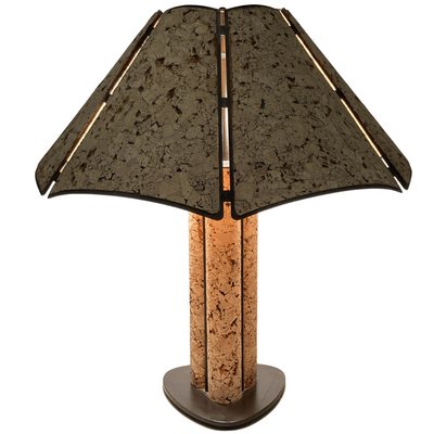 Large Cork and Black Metal Table Lamp in the Style of Ingo Maurer, Germany, 1970s-BHG-1430737