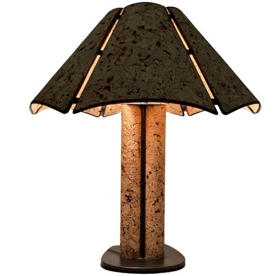 Large Cork and Black Metal Table Lamp in the Style of Ingo Maurer, Germany, 1970s-BHG-1430737