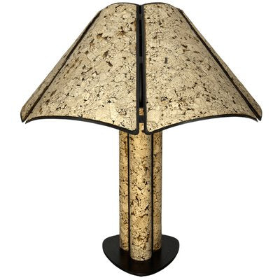 Large Cork and Black Metal Table Lamp in the Style of Ingo Maurer, Germany, 1970s-BHG-1430737