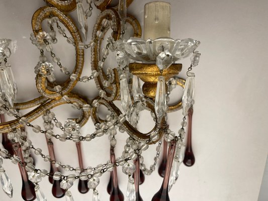 Large Crystal Beaded Macaroni Murano Glass Sconces, 1950s, Set of 2-JJC-1752491