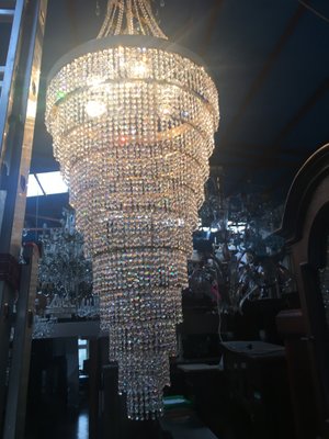 Large Crystal Cascade Chandelier with Cut Crystals, 1960s-WQQ-883300