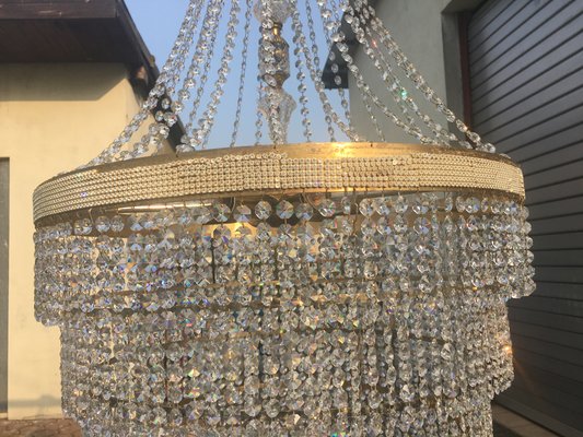 Large Crystal Cascade Chandelier with Cut Crystals, 1960s-WQQ-883300