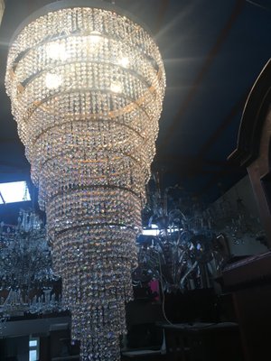 Large Crystal Cascade Chandelier with Cut Crystals, 1960s-WQQ-883300