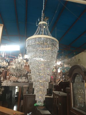 Large Crystal Cascade Chandelier with Cut Crystals, 1960s-WQQ-883300