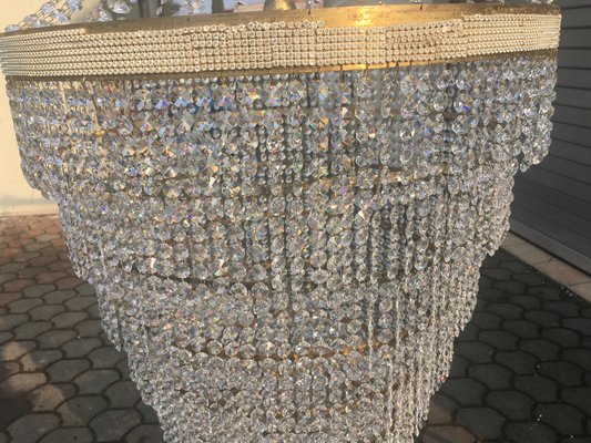 Large Crystal Cascade Chandelier with Cut Crystals, 1960s-WQQ-883300