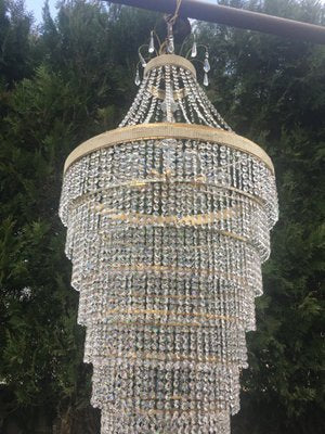 Large Crystal Cascade Chandelier with Cut Crystals, 1960s-WQQ-883300