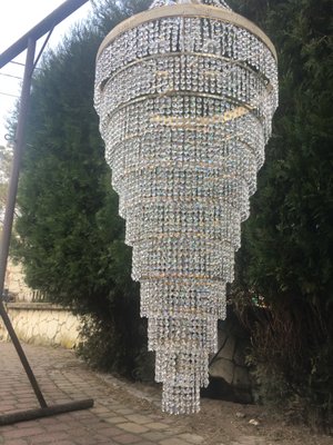 Large Crystal Cascade Chandelier with Cut Crystals, 1960s-WQQ-883300