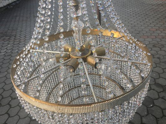 Large Crystal Cascade Chandelier with Cut Crystals, 1960s-WQQ-883300