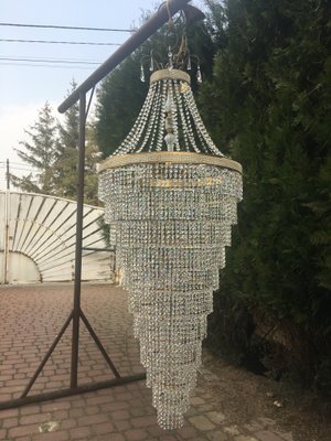 Large Crystal Cascade Chandelier with Cut Crystals, 1960s-WQQ-883300