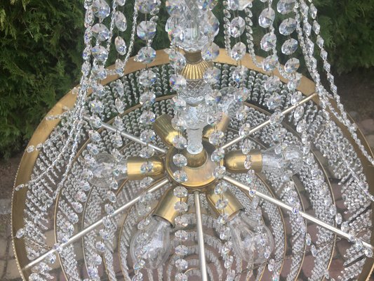 Large Crystal Cascade Chandelier with Cut Crystals, 1960s-WQQ-883300