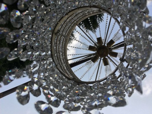 Large Crystal Cascade Chandelier with Cut Crystals, 1960s-WQQ-883300