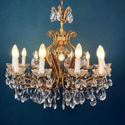 Large Crystal Chandelier, Italy, 1950s-WQC-1060802