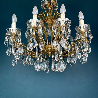 Large Crystal Chandelier, Italy, 1950s-WQC-1060802