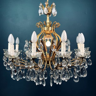 Large Crystal Chandelier, Italy, 1950s-WQC-1060802