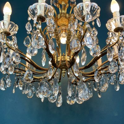 Large Crystal Chandelier, Italy, 1950s-WQC-1060802