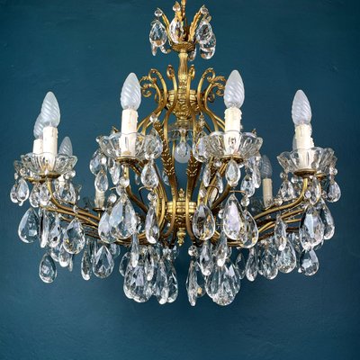 Large Crystal Chandelier, Italy, 1950s-WQC-1060802