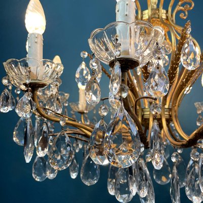 Large Crystal Chandelier, Italy, 1950s-WQC-1060802