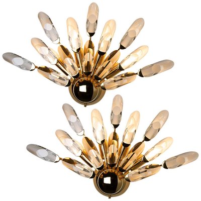 Large Crystal Gilded Brass Sconces by Oscar Torlasco for Stilkronen, Set of 2-VDW-822782