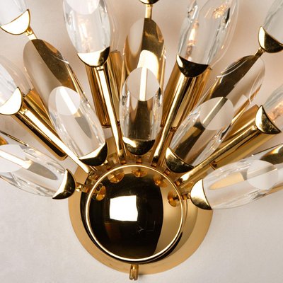 Large Crystal Gilded Brass Sconces by Oscar Torlasco for Stilkronen, Set of 2-VDW-822782