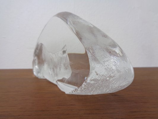 Large Crystal Glass Cat Sculpture by Mats Jonasson for Maler As, Sweden, 1980s-RDW-2026973