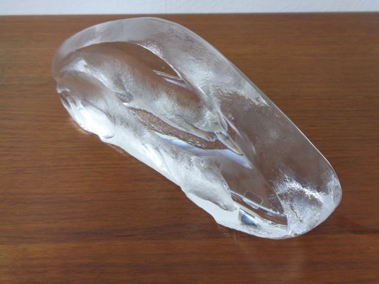 Large Crystal Glass Cat Sculpture by Mats Jonasson for Maler As, Sweden, 1980s-RDW-2026973