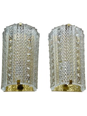 Large Crystal Glass Medea Sconces by Carl Fagerlund for Orrefors, 1960s, Set of 2-ARN-595299