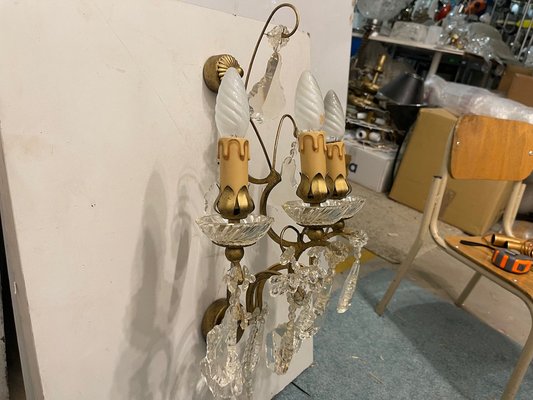 Large Crystal Sconces, 1960s, Set of 3-JJC-1738836