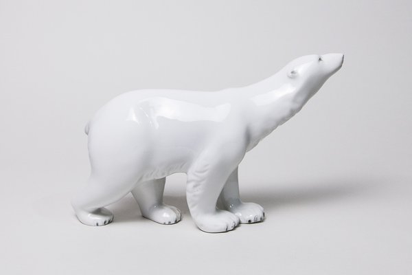 Large Czechoslovakian Polar Bear Sculpture from Royal Dux, 1960s-YGX-1815275