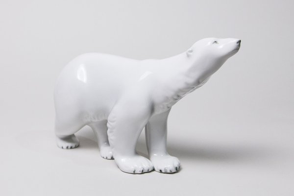 Large Czechoslovakian Polar Bear Sculpture from Royal Dux, 1960s-YGX-1815275