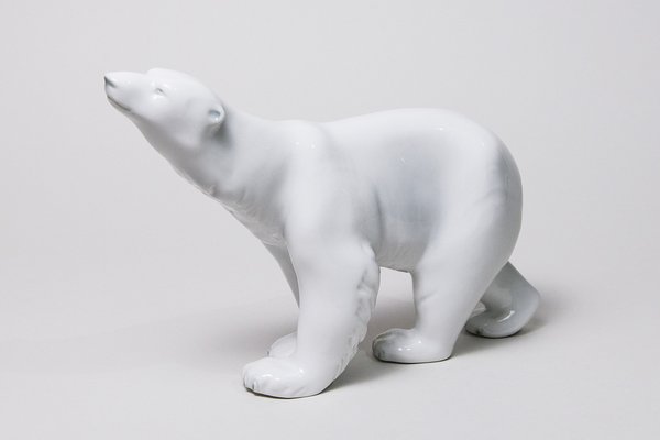 Large Czechoslovakian Polar Bear Sculpture from Royal Dux, 1960s-YGX-1815275