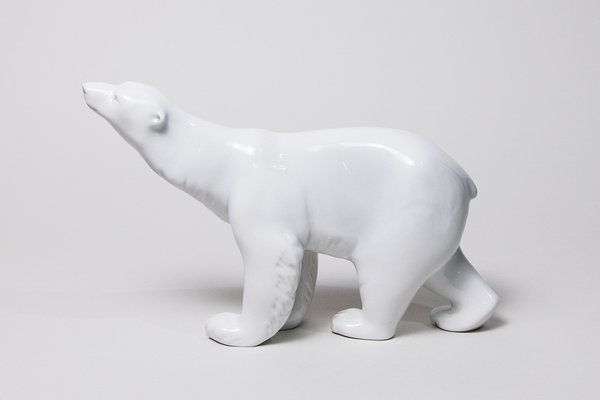 Large Czechoslovakian Polar Bear Sculpture from Royal Dux, 1960s-YGX-1815275