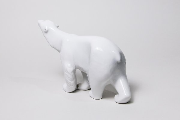 Large Czechoslovakian Polar Bear Sculpture from Royal Dux, 1960s-YGX-1815275