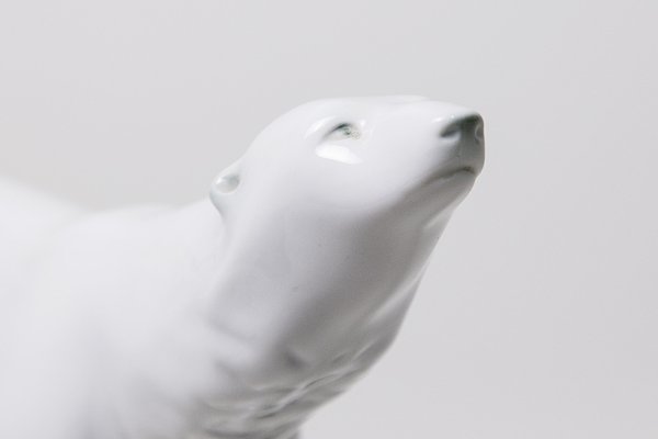 Large Czechoslovakian Polar Bear Sculpture from Royal Dux, 1960s-YGX-1815275