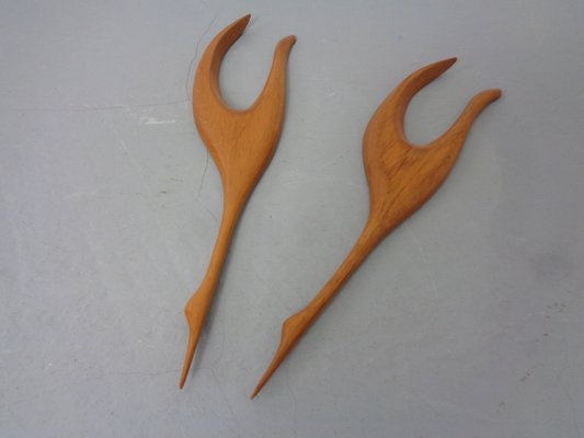 Large Danish Herons in Teak, 1960s, Set of 2-RDW-1789111