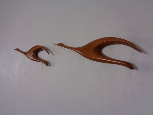 Large Danish Herons in Teak, 1960s, Set of 2-RDW-1789111