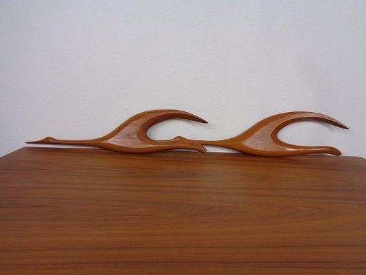 Large Danish Herons in Teak, 1960s, Set of 2-RDW-1789111