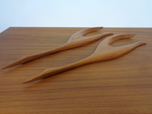 Large Danish Herons in Teak, 1960s, Set of 2-RDW-1789111