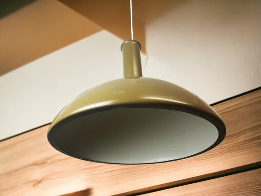 Large Danish Modern Olive Green Metal Hanging Lamp by Sidse Werner for Holmegaard, 1970s-SCS-1332594