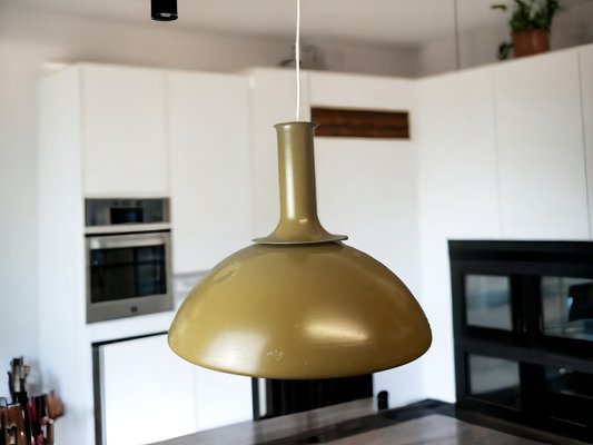 Large Danish Modern Olive Green Metal Hanging Lamp by Sidse Werner for Holmegaard, 1970s-SCS-1332594