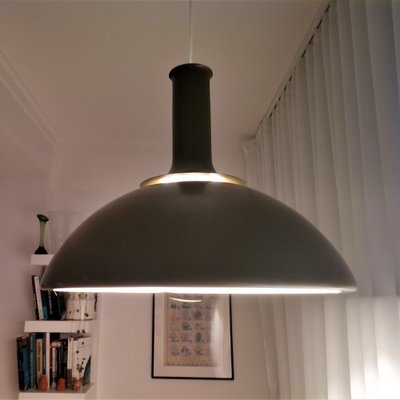 Large Danish Modern Olive Green Metal Hanging Lamp by Sidse Werner for Holmegaard, 1970s-SCS-1332594