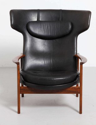 Large Danish Rosewood Wing Back Lounge Chair by Ib Kofod-Larsen, 1954-KL-620366