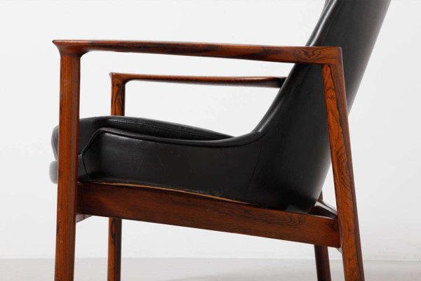 Large Danish Rosewood Wing Back Lounge Chair by Ib Kofod-Larsen, 1954-KL-620366