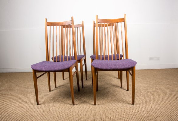 Large Danish Teak & Fabric Dining Chairs in the Style of Arne Vodder, 1960s, Set of 4-EMB-812066