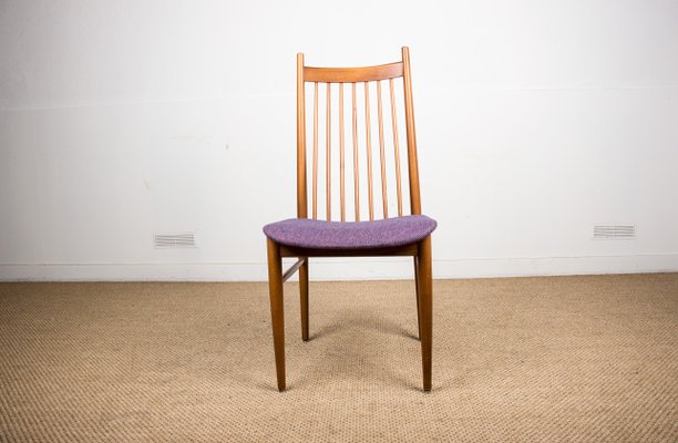 Large Danish Teak & Fabric Dining Chairs in the Style of Arne Vodder, 1960s, Set of 4-EMB-812066