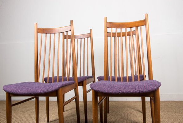 Large Danish Teak & Fabric Dining Chairs in the Style of Arne Vodder, 1960s, Set of 4-EMB-812066