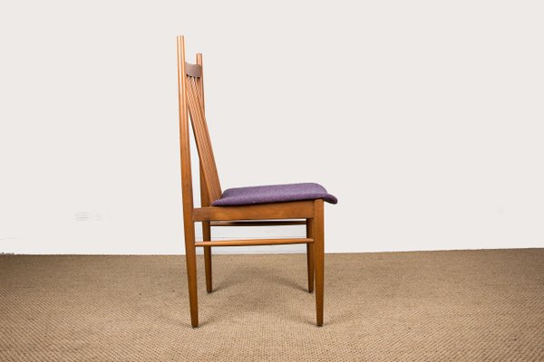 Large Danish Teak & Fabric Dining Chairs in the Style of Arne Vodder, 1960s, Set of 4-EMB-812066