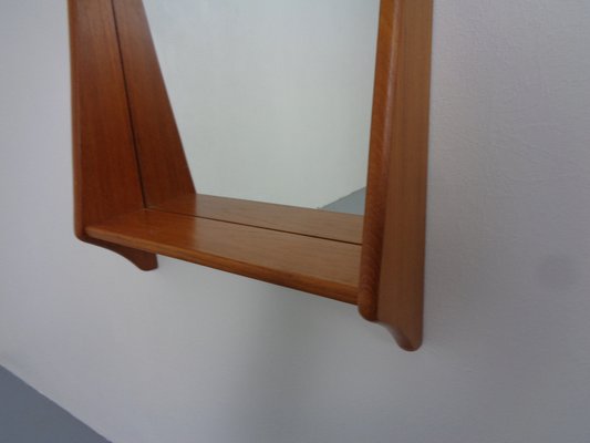 Large Danish Teak Mirror with Shelf by Pedersen & Hansen for Viby, 1960s-RDW-1766137