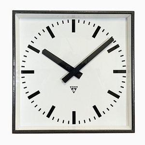 Large Dark Grey Square Wall Clock from Pragotron, 1960s-CGF-986333