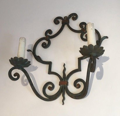 Large Decorative Wrought Iron Sconces, Set of 2-BA-1365540