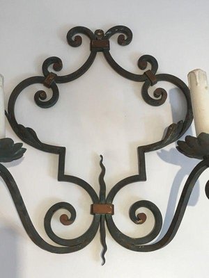 Large Decorative Wrought Iron Sconces, Set of 2-BA-1365540